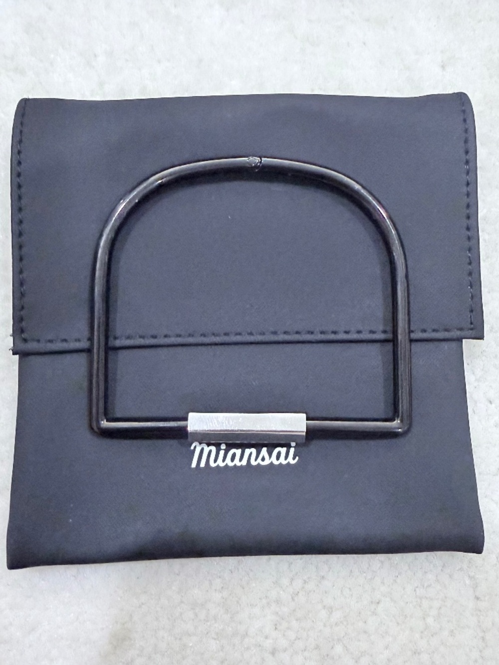 Miansai Bare Cuff, Jet Black w/ Silver Tone Hex Nut Polished Bracelet